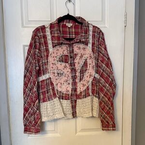 POL Women’s Pink Plaid Mixed-Media Button Front Jacket Brand New without tags